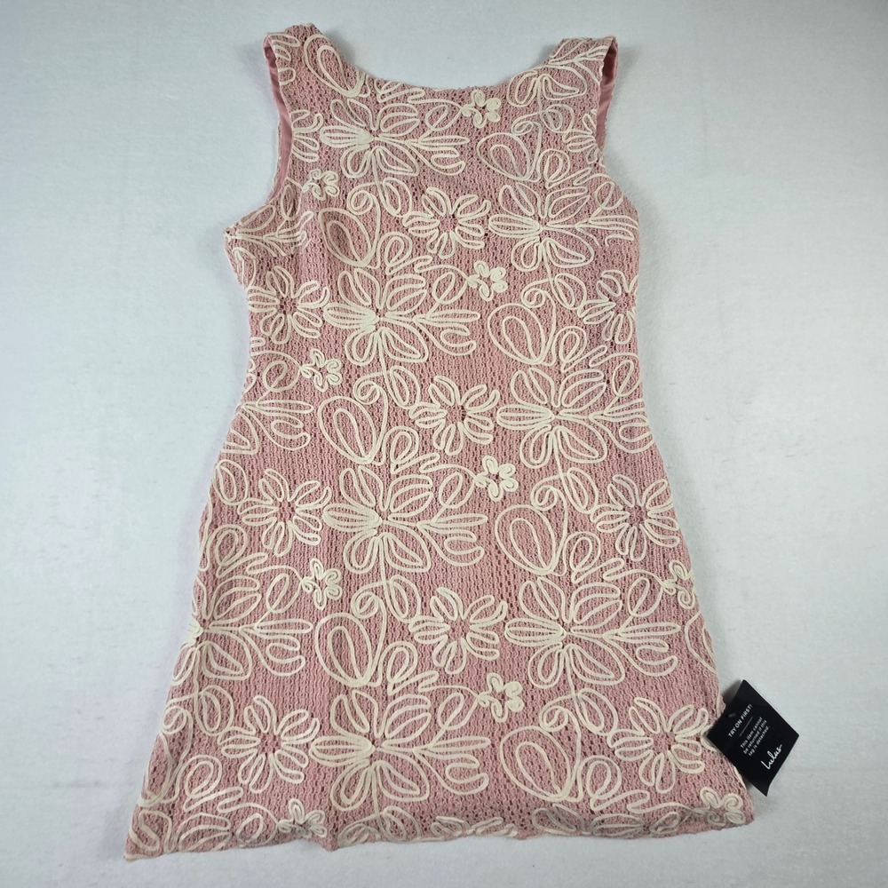 Lulus Lace Mini Dress Womens Medium Pink NWT‎ Floral Crochet Sleeveless (D6)